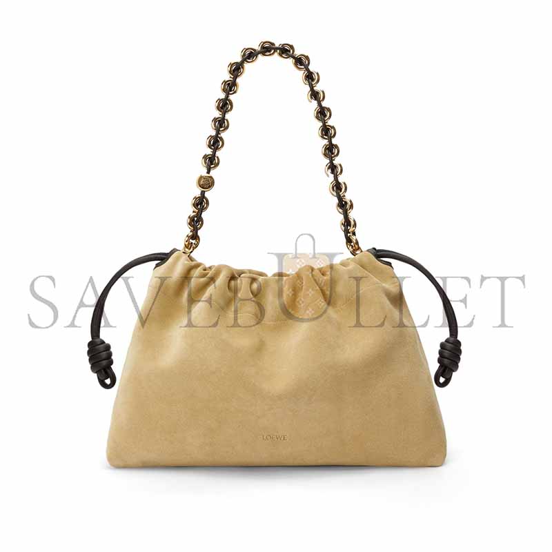 L0ew* large flamenco purse suede calfskin a411fpdx12gold (41*26*9cm)